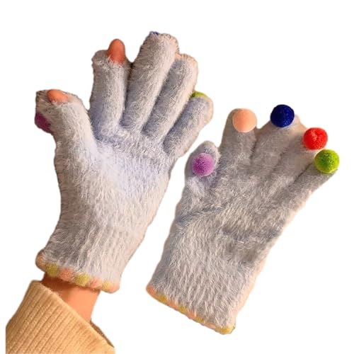LAMDNL Warme Winterhandschuhe für Touchscreens, Kunstfell, Text-Handschuhe, flauschig, weich, Winterhandschuhe für Outdoor, Skifahren, Radfahren, Wandern, Fuzzy TOU von LAMDNL