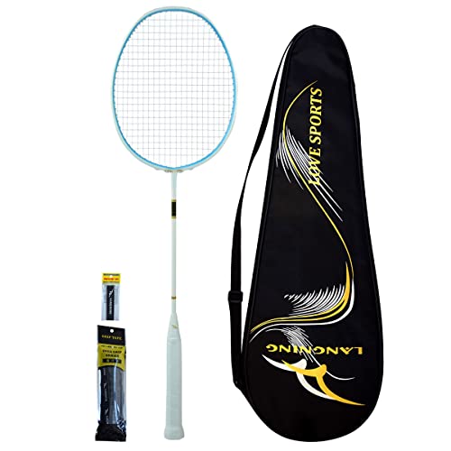 Langing LN90III Ultra Light 5U Advanced Badmintonschläger, Full Carbon Fiber Offensive Single Shot, hält bis zu 13,6 kg, viele Geschenke, weiß von LANGNING