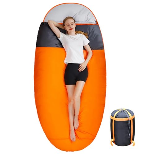 Camping-Schlafsack Für Erwachsene, 4-Jahreszeiten-Universal-Schlafsack Extra Breit Leicht Wasserdicht Für Camping-Wandern Im Freien,Orange,1.45kg von LANGWEI