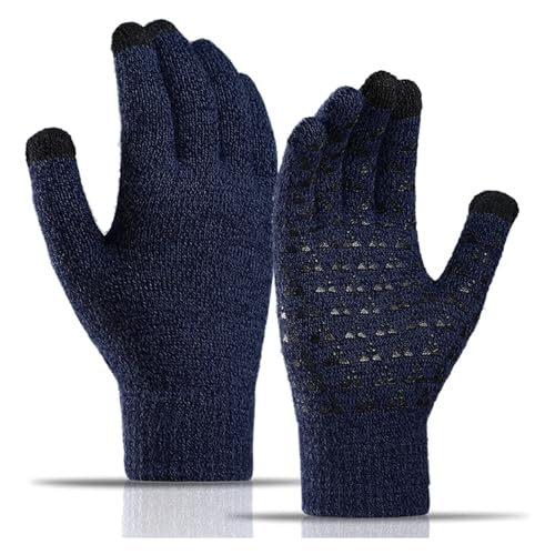 LAPONO Knit Gloves, Winter warm Gloves, Windproof, Anti-Slip Touch Screen Gloves, Bicycle, Thick Working Outdoors, Sports, Driving, Skiing, Running for Women and Men(Blau) von LAPONO