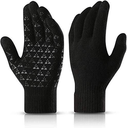 LAPONO Knit Gloves, Winter warm Gloves, Windproof, Anti-Slip Touch Screen Gloves, Bicycle, Thick Working Outdoors, Sports, Driving, Skiing, Running for Women and Men(Schwarz) von LAPONO