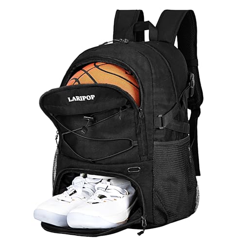 LARIPOP Basketballtasche - Basketball-Rucksack für Herren und Damen, Fußball-Volleyball-Tasche mit separatem Ballhalter und Schuhfach von LARIPOP