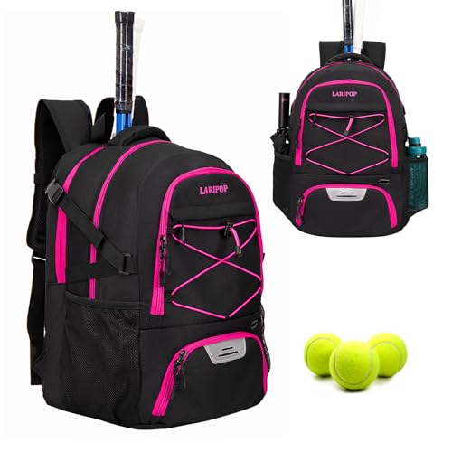 LARIPOP Tennistasche, Tennisrucksack für Damen und Herren, 2 Schläger mit separatem Schuhfach für Pickleball-Tennis-Badmintonschläger von LARIPOP