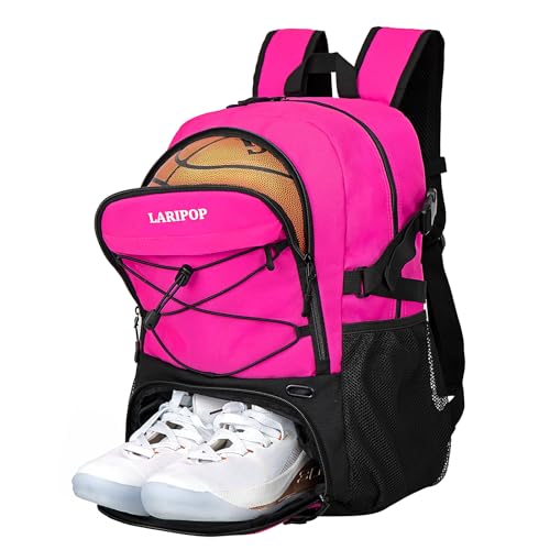 LARIPOP Basketballtasche - Basketball-Rucksack für Herren und Damen, Fußball-Volleyball-Tasche mit separatem Ballhalter und Schuhfach von LARIPOP
