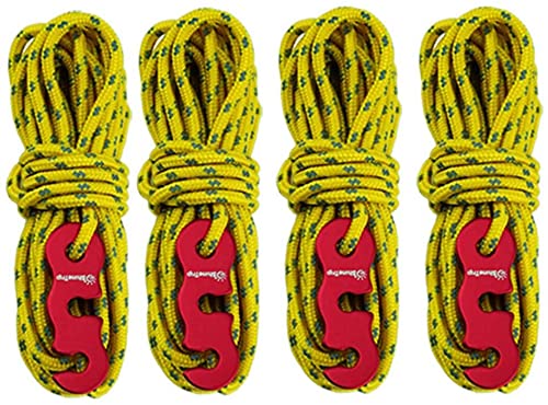 LATRAT 4 Stück 4m Abspannseile Camping Zeltschnur Leuchtend 3mm Abspannleine Reflektierende Abspannseile mit Seilspanner Nylon Zelt Führungsseil Zeltleine Zeltseil Spannsei für Zelt Camping Wandern von LATRAT
