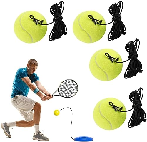 LATRAT 4er Tennisball Mit String Tennis Trainer Ersatzball Ausrüstung, Langlebige Ersatzkugeln mit Schnur für Anfänger Trainingstrainingsausrüstung Gelb von LATRAT