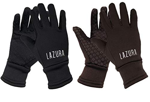 Lazura - Winter Reithandschuhe Calgary | weiche Winterhandschuhe zum Reiten | inkl. Zügelverstärkung | dünne warme Handschuhe in Schwarz | Unisex Reitbekleidung in Größe XXS von Lazura