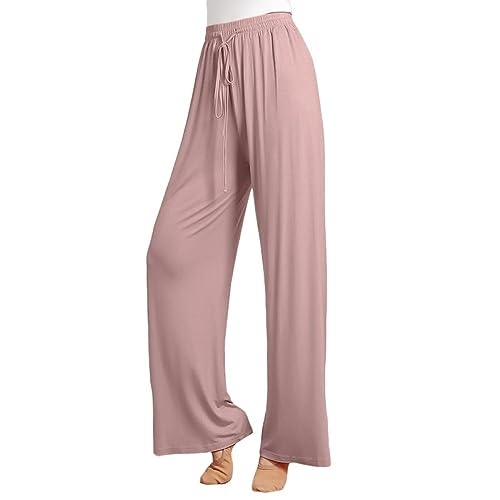 Lange Pyjama-Hose Für Damen, Leichte, Weiche, Bequeme Nachtwäsche Aus Modal, Lounge-Hose, Pyjama-Hose Mit Weitem Bein, Culottes Für Damen, Zum Schlafen, Yoga, Laufen, Joggen, Tanzen, Pink, M von LApooh