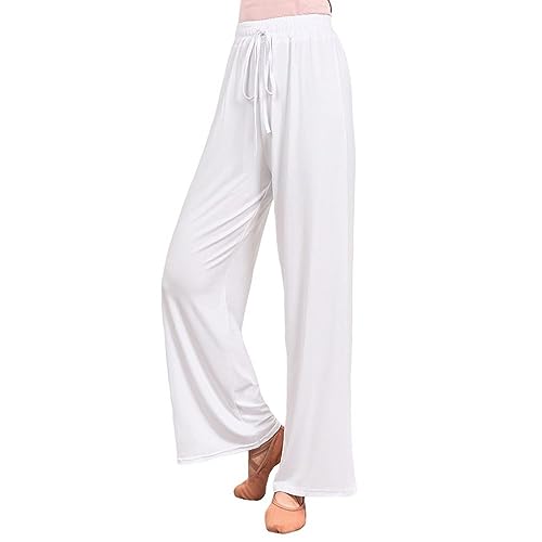 Lange Pyjamahose Für Damen, Leichte, Weiche, Bequeme Nachtwäsche Aus Modal, Lounge-Hose, Pyjama-Hose Mit Weitem Bein, Culottes Für Damen, Schlafen, Yoga, Laufen, Joggen, Tanzen, Weiß, L von LApooh