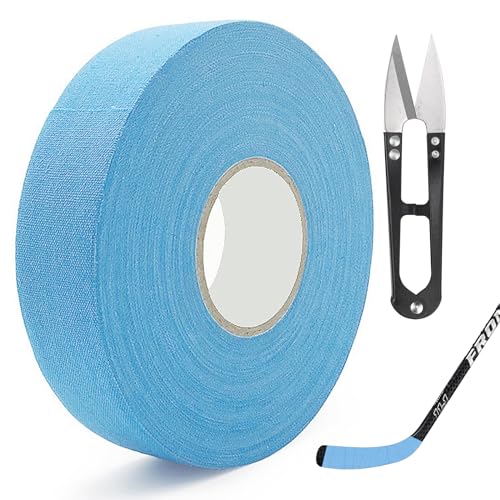 LBING Schläger Tape Hockeyschläger Tape 25M Rutsch Griffband Sporttape Eishockey Griffband Schlägertape Mit 1 Stück Schere (Blau) von LBING