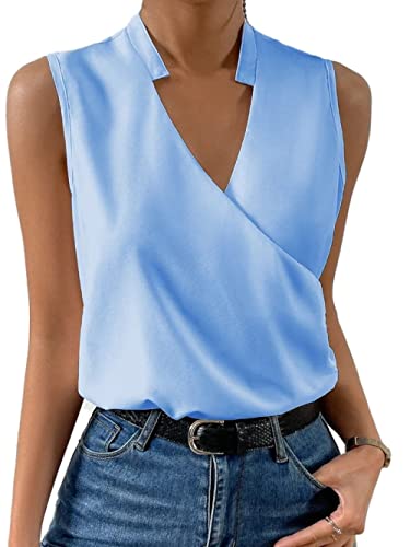 LCDIUDIU Damen Sommer Casual Tank Top, Damen-Träger-Cami, Ärmellos, Sommer-Camisole, Weiß, Einfarbig, V-Ausschnitt, Basic-Tanktops, Sexy Weste, Blusen, T-Shirt Für Die Tägliche Freizeit, Büro, Party, von LCDIUDIU