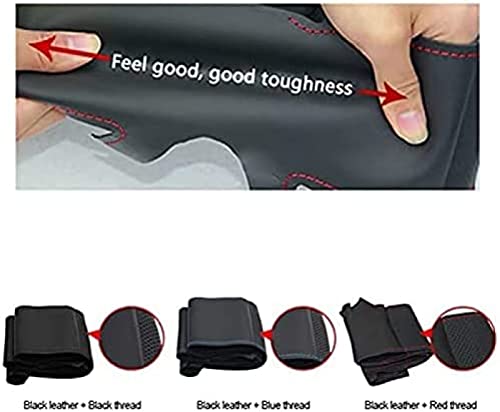 LCFZDQ Lenkradbezug passend für Suzuki Jimny 2015–2018, DIY handgenähte schwarze Leder-Auto-Lenkradhülle, roter Faden von LCFZDQ