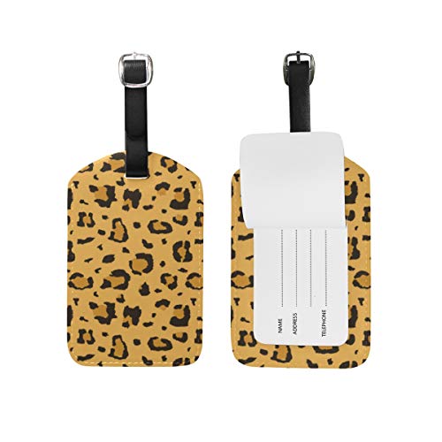 Afrikanischen Geparden Leopard Druck Kofferanhänger Leder Gepäck Koffer-Tags Gepäckanhänger Ausweisetikett Name Adresse Nachricht Tags für Reise(2Stück) von LDIYEU