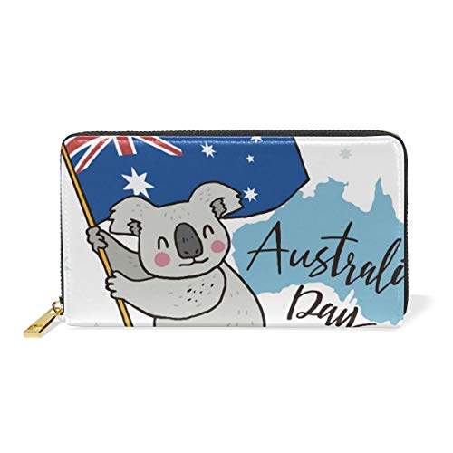 Australien Känguru-Flagge Leder Brieftasche Reißverschluss Geldbörse Telefon Kreditkartenetui Portemonnaie Wallet für Frauen Mädchen Männer von LDIYEU