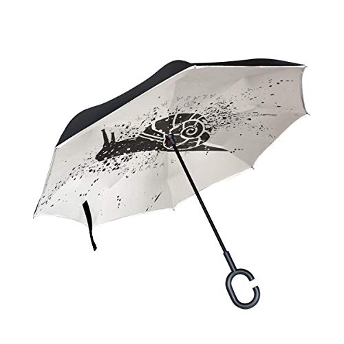 Dunkle Abstrakte Kunst Schnecke Invertierter Regenschirm UV-Schutz Winddichter Umbrella Invertiert Schirm Kompakt Umkehren Schirme für Auto Jungen Mädchen Reise Strand Frauen von LDIYEU