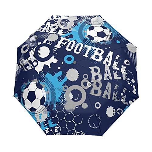 Fußball Fußball Leichtathletik Regenschirm Taschenschirm Auf-Zu Automatik Schirme Winddicht Leicht Kompakt UV-Schutz Reise Schirm für Jungen Mädchen Strand Frauen von LDIYEU