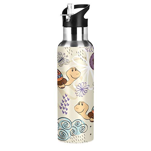 LDIYEU Cartoon Meeresschildkröte Schnecke Wasserflasche Edelstahl Wasser Flasche Isolierte Isolier Auslaufsicher Wasserkanne Water Bottle(600 ml) von LDIYEU