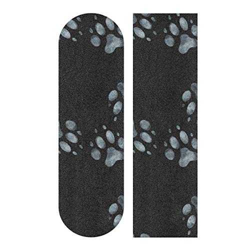 LDIYEU Hund Katze Fußabdruck Aquarell Skateboard Griptape rutschfest Selbstklebend Longboard Griptapes Aufkleber Griffband 33"X 9"(1pcs) von LDIYEU