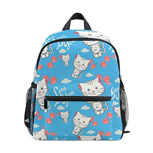 Liebe Katze Cartoon Blue Kitty Kleinkind Rucksack Kinder Leichtgewicht Büchertasche Vorschule Schülerrucksack für 2-7 Jahre die Reise Mädchen Jungs von LDIYEU