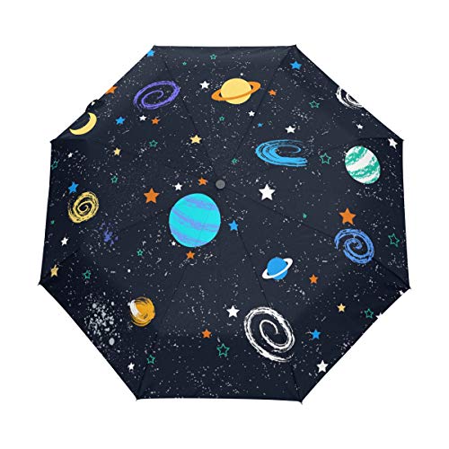 Planetengalaxie Universum Regenschirm Taschenschirm Auf-Zu Automatik Schirme Winddicht Leicht Kompakt UV-Schutz Reise Schirm für Jungen Mädchen Strand Frauen von LDIYEU