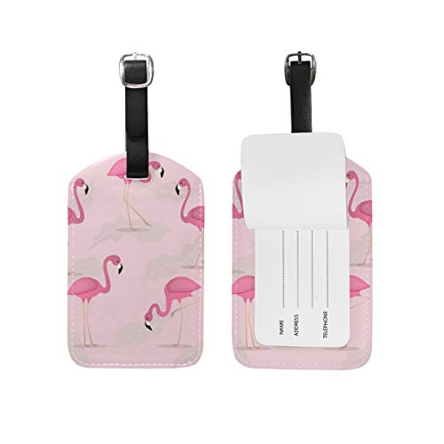 Rosa Flamingo Kofferanhänger Leder Gepäck Koffer-Tags Gepäckanhänger Ausweisetikett Name Adresse Nachricht Tags für Reise(2Stück) von LDIYEU