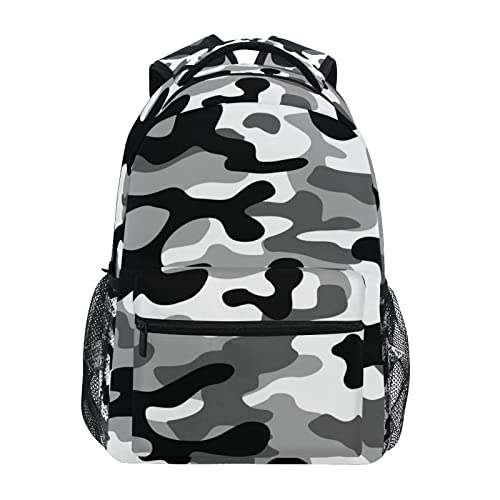 Schwarz Weiß Grau Camouflage Schulter Student Rucksacks Bookbags Kinderrucksack Büchertasche Rucksäcke für Teen Mädchen Jungs von LDIYEU