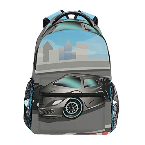 Sportwagen Schwarz Auto Schulter Student Rucksacks Bookbags Kinderrucksack Büchertasche Rucksäcke für Teen Mädchen Jungs von LDIYEU