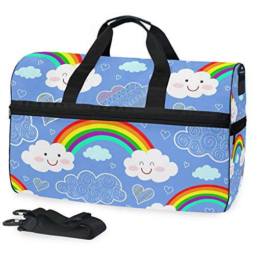 Süßer Blauer Regenbogen Sporttasche Badetasche mit Schuhfach Reisetaschen Handtasche für Reisen Frauen Mädchen Männer von LDIYEU