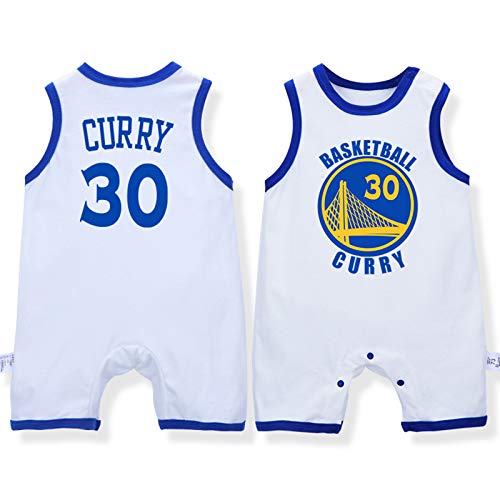 Baby Basketball Uniform, Gruppennummer, ärmellose Weste, 0-12 Monate Baumwolle James Lakers Overall,Blue+White-1,80cm von LDLXDR