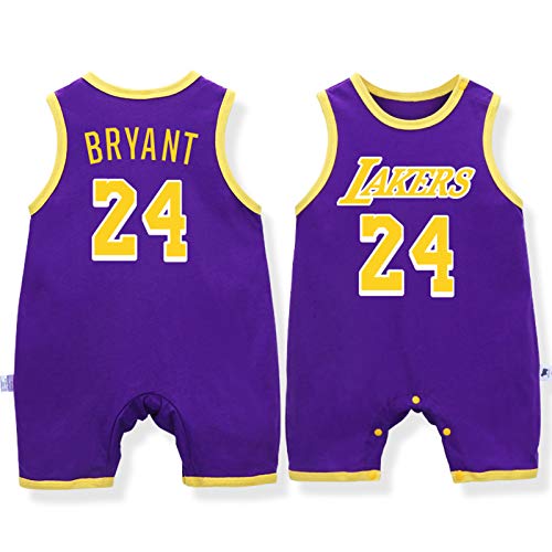 Baby Basketball Uniform, Gruppennummer, ärmellose Weste, 0-12 Monate Baumwolle James Lakers Overall,Purple-2,66cm von LDLXDR