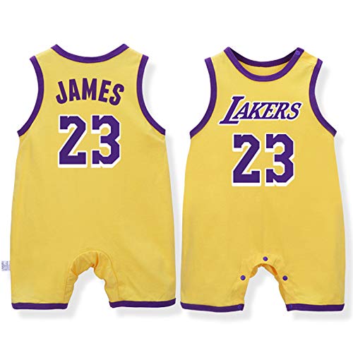 Baby Basketball Uniform, Gruppennummer, ärmellose Weste, 0-12 Monate Baumwolle James Lakers Overall,Yellow-1,66cm von LDLXDR