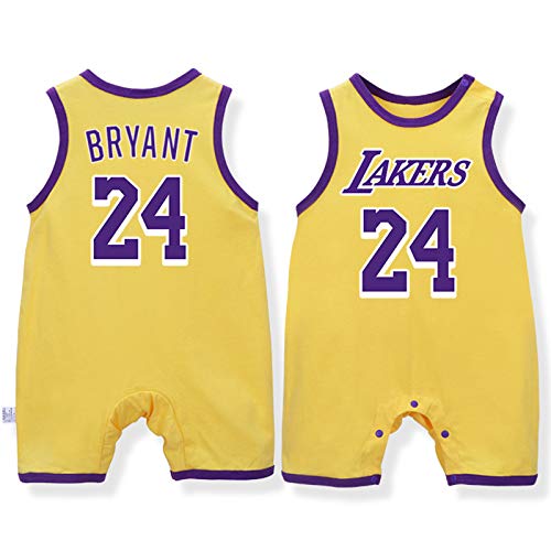 Baby Basketball Uniform, Gruppennummer, ärmellose Weste, 0-12 Monate Baumwolle James Lakers Overall,Yellow-2,66cm von LDLXDR