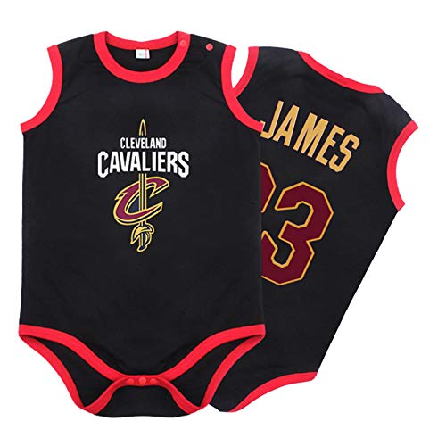 Baby Jersey Summer Warriors Lakers James Romper Ärmelloses einteiliges Trägershirt,Black-2,66cm von LDLXDR