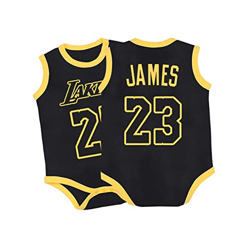 Baby Jersey - Warrior Lakers James Romper ärmellose Overallweste 0-15 Monate,Black-2,73CM von LDLXDR