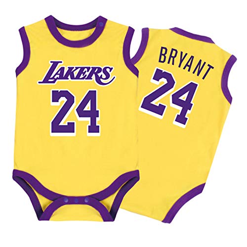 Baby Jersey - Warrior Lakers James Romper ärmellose Overallweste 0-15 Monate,Yellow,59CM von LDLXDR