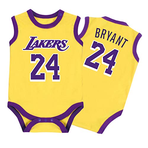 Baby Jersey - Warrior Lakers James Romper ärmellose Overallweste 0-15 Monate,Yellow,66CM von LDLXDR