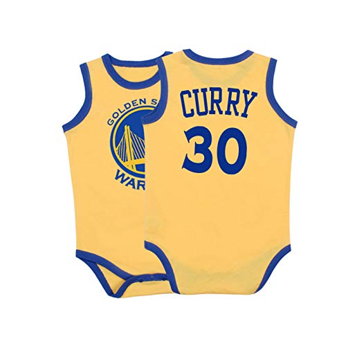 Baby Trikot Warriors Lakers James Romper ärmellose Einteilige Weste,Yellow,80CM von LDLXDR