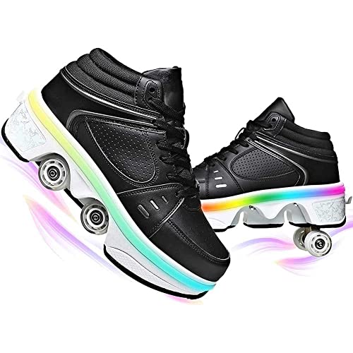 Deformation Roller Skates 2-in-1 Multi-Purpose Shoes with Wheels Inline Skate Adjustable Quad Roller Skate Boots Sports Shoes for Men and Women von LDRFSE