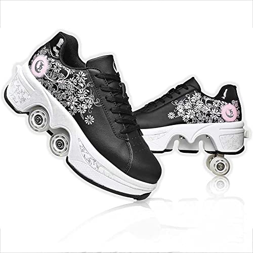 LDRFSE Roller Skate Shoes Rollschuhe Skateboard Schuhe Verstellbar Damen Schuhe Mit Rollen Für Mädchen Retractable Roller Shoes Roller Skates Bequem Und Atmungsaktiv Quad Skates Für Mädchen von LDRFSE