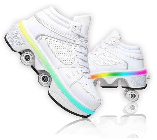 Schuhe mit Rollen LED Leuchtend Skates 4-Rad Verstellbare Rollschuhe Verstecktes Rad für Laufsportschuhe Zum Spielen für Männer Frauen Und Kinde von LDRFSE