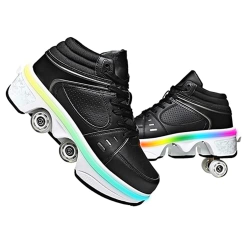 Schuhe mit Rollen LED Leuchtend Skates 4-Rad Verstellbare Rollschuhe Verstecktes Rad für Laufsportschuhe Zum Spielen für Männer Frauen Und Kinde von LDRFSE