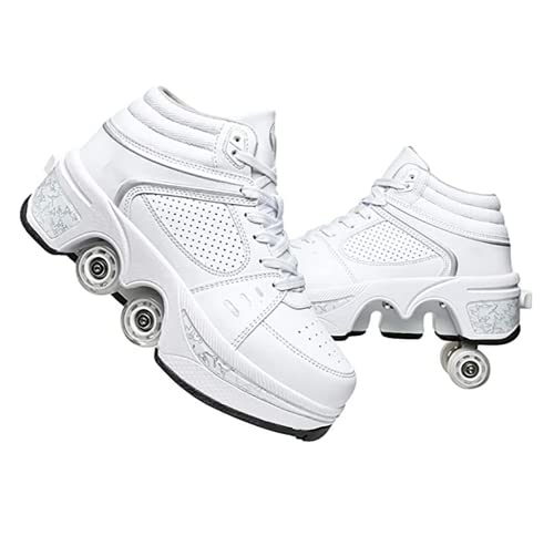 LDRFSE Schuhe mit Rollen LED Leuchtend Skates 4-Rad Verstellbare Rollschuhe Verstecktes Rad für Laufsportschuhe Zum Spielen für Männer Frauen Und Kinde, 40 von LDRFSE