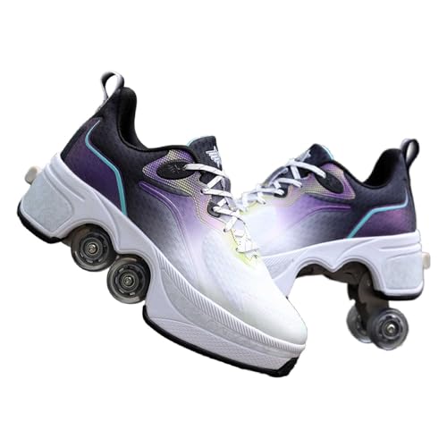Schuhe mit Rollen für Männer Schuhe Rollschuhe Kinder Skateboard Schuhe Bequem Und Atmungsaktiv Quad Skates Verstellbare Rollschuhe Verstecktes Rad für Laufsportschuhe Zum Spielen für Männer von LDRFSE