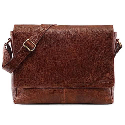 LEABAGS Messenger Bag, Oxford Echtleder Umhängetasche Herren Ständiger Begleiter, Leder Laptoptasche bis 15 Zoll Ausreichend Platz, Umhängetasche mit Schultergurt Begleiter Zur Arbeit von LEABAGS