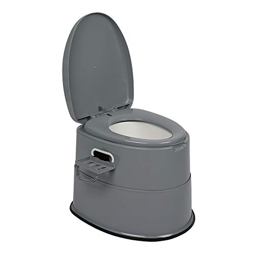 LEADZM Campingtoilette Tragbare Reisetoilette Mobile Toilette für Camping Mit Sitz, Deckel und Toilettenpapier-Halter (Grau) von LEADZM