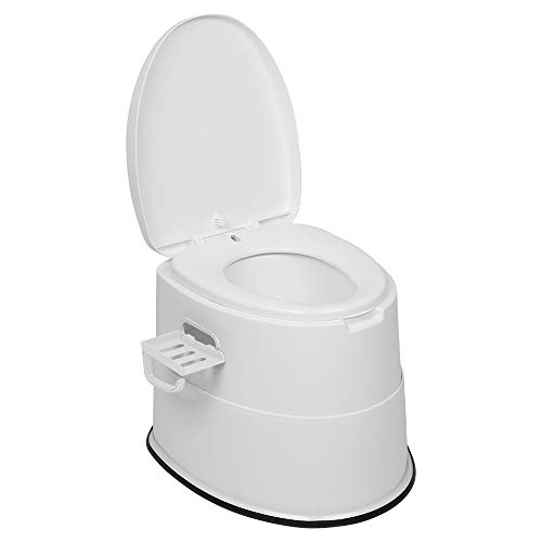 LEADZM Campingtoilette Tragbare Reisetoilette Mobile Toilette für Camping Mit Sitz, Deckel und Toilettenpapier-Halter (Weiß) von LEADZM