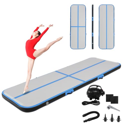 LEADZM Turnmatte Aufblasbar Airtrack Fitness-Matte Gymnastikmatte 3m, Yogamatte, Trainingsmatte, Sportmatte, Tumbling Matten mit Elektrisch Luftpumpe mit Tragetasche (Blau) von LEADZM