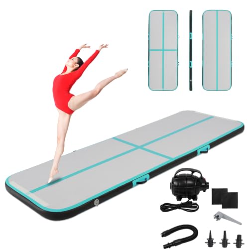 LEADZM Turnmatte Aufblasbar Airtrack Fitness-Matte Gymnastikmatte 3m, Yogamatte, Trainingsmatte, Sportmatte, Tumbling Matten mit Elektrisch Luftpumpe mit Tragetasche (Grün) von LEADZM