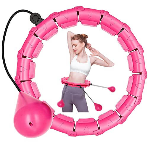 LEAFIA Smart Fitness Reifen, Hula Hoop Gewichtsverlust, mit Massage Noppen und 24 Abnehmbarer Einstellbar Breit Bewegliche Reifens, für Kinder Erwachsene Anfänger Abnehmen Segmente Training (Rosa) von LEAFIA