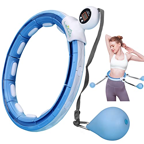 LEAFIA Smart Fitness Reifen, Ruhig Hula Hoop Gewichtsverlust, mit Smarten Zähler, magnetische Scheibe, und 16 Abnehmbarer Einstellbar Breit Bewegliche Reifens, für Kinder Erwachsene Anfänger von LEAFIA